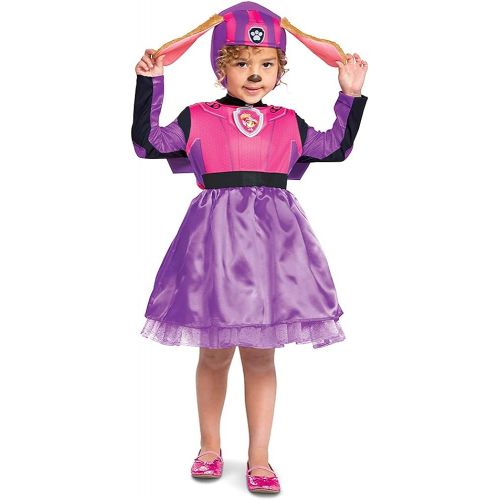  할로윈 용품Paw Patrol Skye Costume Hat and Jumpsuit for Girls, Deluxe Paw Patrol Movie Character Outfit with Badge