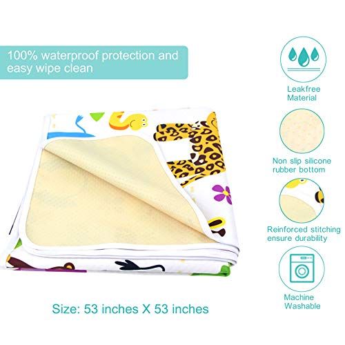  [아마존베스트]Paw Legend Washable Highchair Splat Floor Mat- Anti-Slip Silicone Spot Splash Mess Mat(53 X 53)-Food Catcher Art Craft Leak Proof Mat,Animal