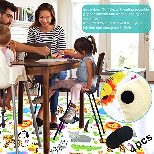  [아마존베스트]Paw Legend Washable Highchair Splat Floor Mat- Anti-Slip Silicone Spot Splash Mess Mat(53 X 53)-Food Catcher Art Craft Leak Proof Mat,Animal