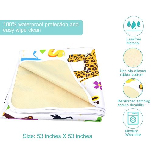  [아마존베스트]Paw Legend Washable Highchair Splat Floor Mat- Anti-Slip Silicone Spot Splash Mess Mat(53 X 53)-Food Catcher Art Craft Leak Proof Mat,Animal