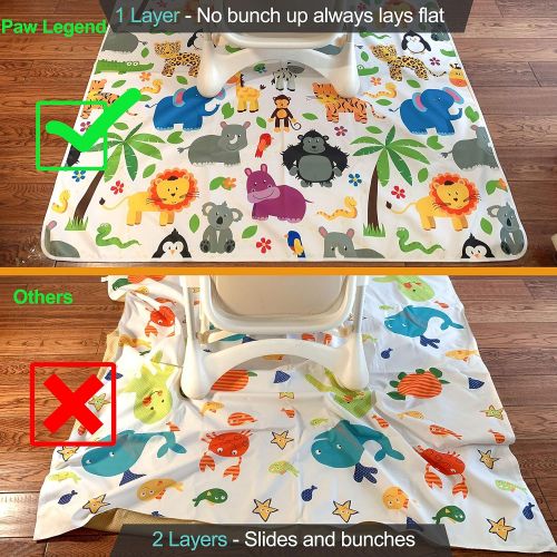  [아마존베스트]Paw Legend Washable Highchair Splat Floor Mat- Anti-Slip Silicone Spot Splash Mess Mat(53 X 53)-Food Catcher Art Craft Leak Proof Mat,Animal