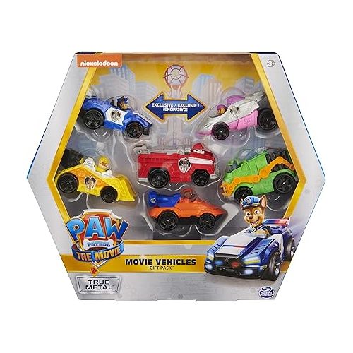  PAW Patrol, True Metal Movie Gift Pack of 6 Collectible Preschool Toys, 1:55 Scale Die-Cast Toy Cars, Kids Toys for Boys & Girls Ages 3 and up