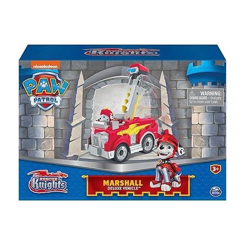  Paw Patrol, Rescue Knights Marshall Transforming Toy Car with Collectible Action Figure, Kids Toys for Ages 3 and up