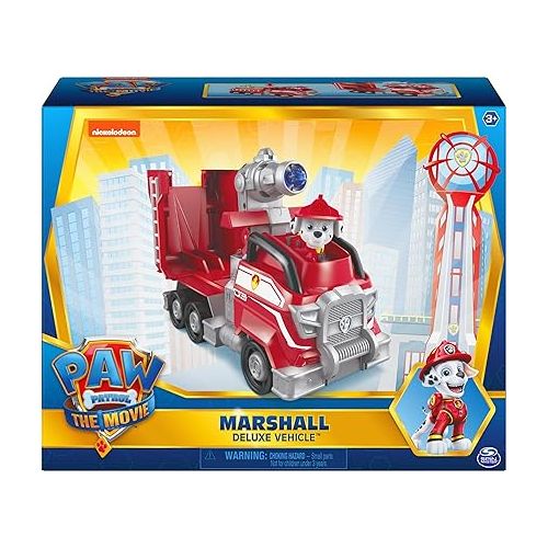  Paw Patrol, Marshall’s Deluxe Movie Transforming Fire Truck Toy Car with Collectible Action Figure, Kids Toys for Ages 3 and up