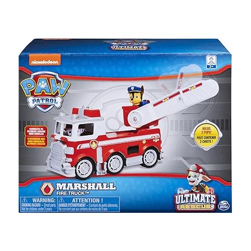  Paw Patrol Ultimate Rescue - Marshall's Ultimate Rescue Fire Truck with Moving Ladder and Flip-Open Front Cab, Ages 3 and Up