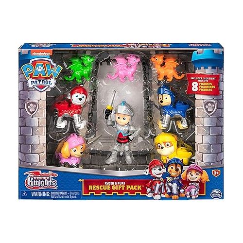  Paw Patrol, Rescue Knights Ryder and Pups Figure Gift Pack with 8 Toy Figures, Kids Toys for Ages 3 and up