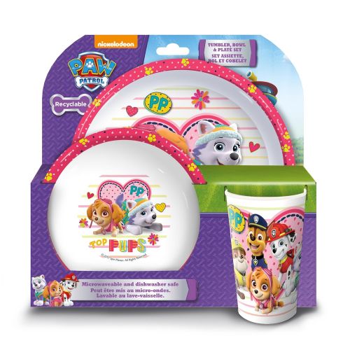  Paw Patrol Madchen Becher, Schale, Teller-Set, pink, Set von 3