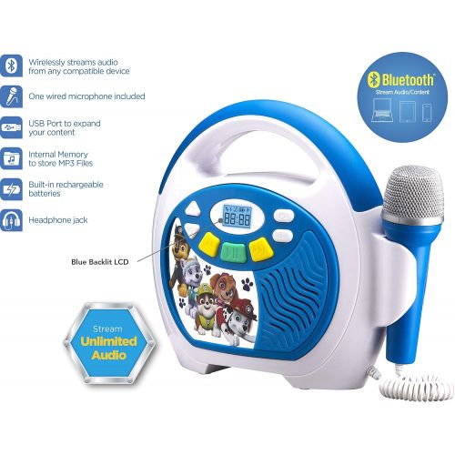  [아마존핫딜][아마존 핫딜] Paw Patrol Bluetooth Sing Along Portable MP3 Player Real Working Microphone Storesup To 16 Hours of Music with 1 GB built in memory USB Port To Expand Your Content built in Recharg