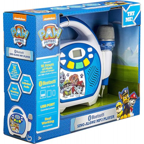  [아마존핫딜][아마존 핫딜] Paw Patrol Bluetooth Sing Along Portable MP3 Player Real Working Microphone Storesup To 16 Hours of Music with 1 GB built in memory USB Port To Expand Your Content built in Recharg