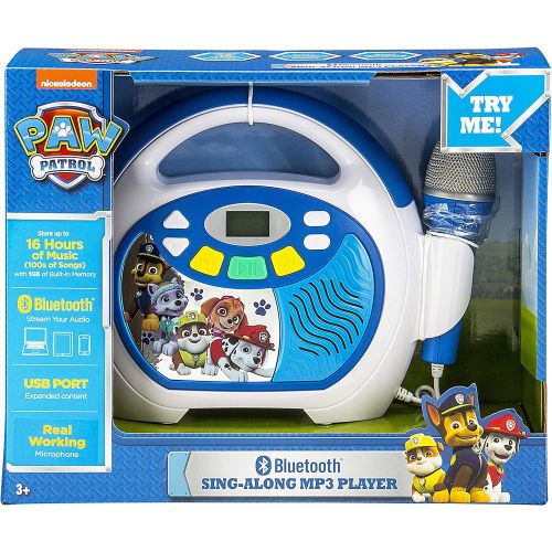  [아마존핫딜][아마존 핫딜] Paw Patrol Bluetooth Sing Along Portable MP3 Player Real Working Microphone Storesup To 16 Hours of Music with 1 GB built in memory USB Port To Expand Your Content built in Recharg