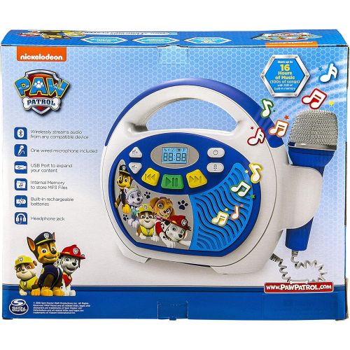  [아마존핫딜][아마존 핫딜] Paw Patrol Bluetooth Sing Along Portable MP3 Player Real Working Microphone Storesup To 16 Hours of Music with 1 GB built in memory USB Port To Expand Your Content built in Recharg