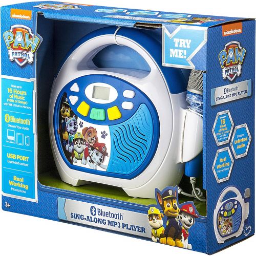  [아마존핫딜][아마존 핫딜] Paw Patrol Bluetooth Sing Along Portable MP3 Player Real Working Microphone Storesup To 16 Hours of Music with 1 GB built in memory USB Port To Expand Your Content built in Recharg