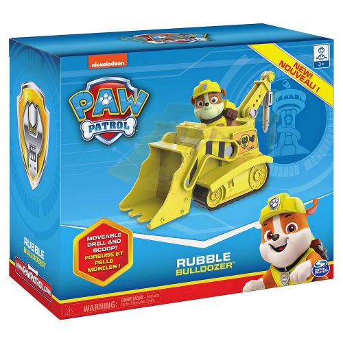  [아마존베스트]Paw Patrol, Rubble’s Bulldozer Vehicle with Collectible Figure, for Kids Aged 3 and Up