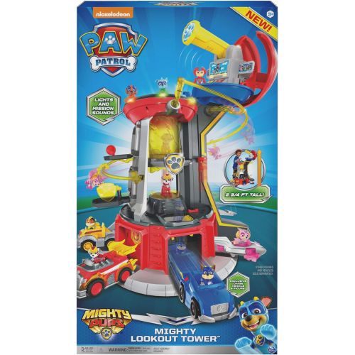  [아마존베스트]Nickelodeon PAW Patrol, Mighty Pups Super Paws Lookout Tower Playset with Lights and Sounds, for Ages 3 and Up