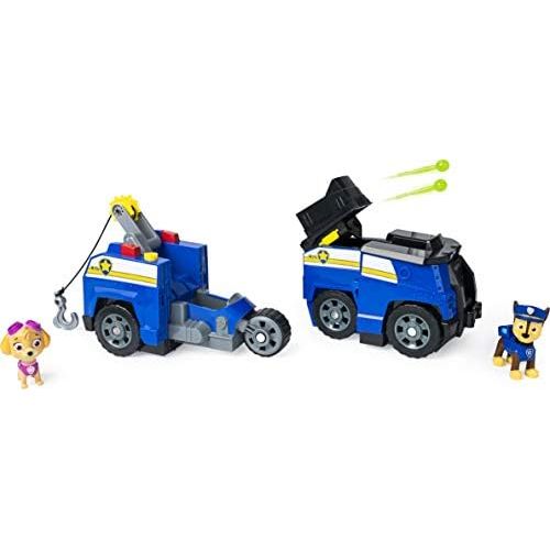  Paw Patrol, Chase Split-Second 2-in-1 Transforming Police Cruiser Vehicle with 2 Collectible Figures