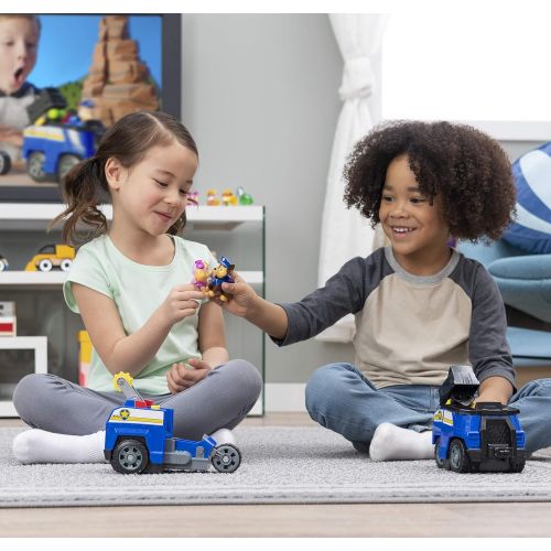  Paw Patrol, Chase Split-Second 2-in-1 Transforming Police Cruiser Vehicle with 2 Collectible Figures