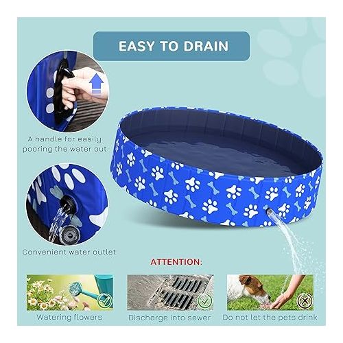  PawHut Foldable Pet Swimming Pool, Portable Dog Bathing Tub, 12