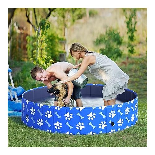  PawHut Foldable Pet Swimming Pool, Portable Dog Bathing Tub, 12