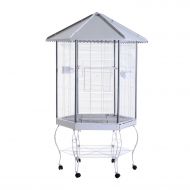 PawHut 44 Hexagon Covered Canopy Portable Aviary Flight Bird Cage With Storage