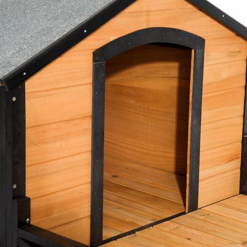  PawHut Large Wooden Cabin Style Elevated Outdoor Dog House