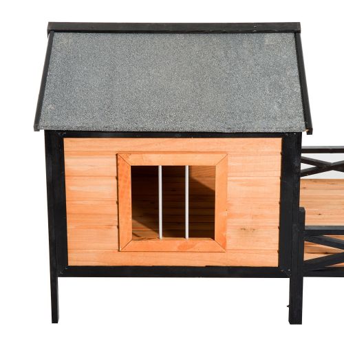  PawHut Large Wooden Cabin Style Elevated Outdoor Dog House