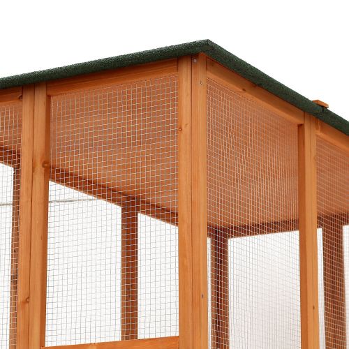  PawHut Large Wooden Outdoor Cat Enclosure Catio Cage with Ramp and Covered House