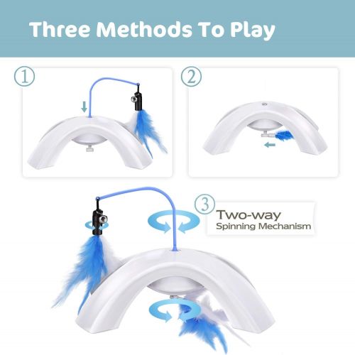  [아마존 핫딜] [아마존핫딜]PAWABOO Feather Teaser Cat Toy, Interactive Feather Wand Cat Toy Flying Feather Cat Catcher with Extra Long Wand and Small Bell, Fun Exerciser Playing Toy for Kitten or cat.