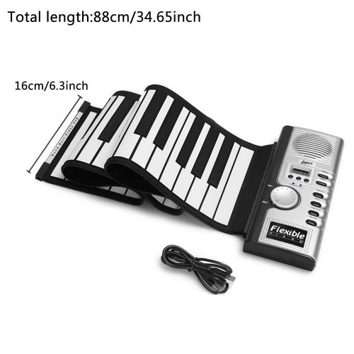  Pawaca 61 Key Portable Electronic Piano Keyboard Foldable Silicone Roll Up Piano Keyboards Built-in Loudspeaker for Kids Children