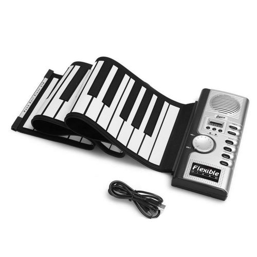  Pawaca 61 Key Portable Electronic Piano Keyboard Foldable Silicone Roll Up Piano Keyboards Built-in Loudspeaker for Kids Children