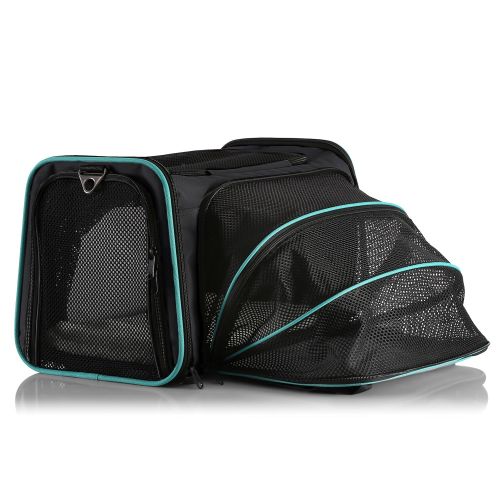  Pawdle Dual Expandable Pet Carrier with Soft Sided Crate for Small Animals