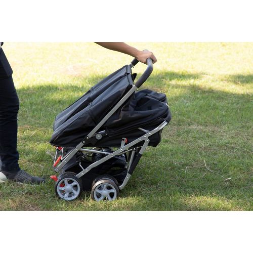  Paws & Pals Double Dog Stroller - Pet Strollers for Small Medium Dogs Cats Two Doggy Puppy or 2 Kitty Cat Carriage Buggy - Fold-able Animal Pets Doggie Cart Carriages