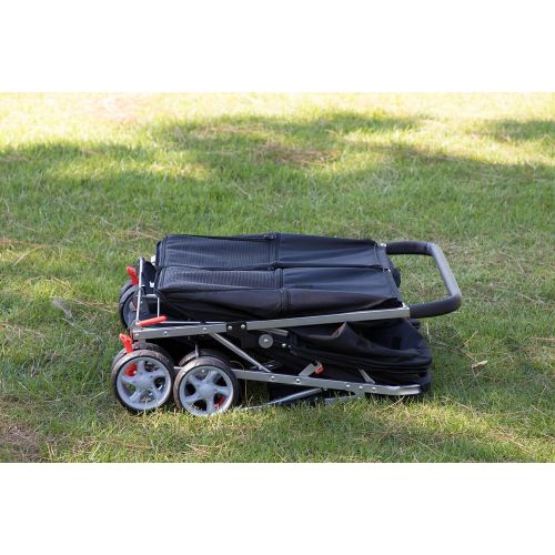  Paws & Pals Double Dog Stroller - Pet Strollers for Small Medium Dogs Cats Two Doggy Puppy or 2 Kitty Cat Carriage Buggy - Fold-able Animal Pets Doggie Cart Carriages