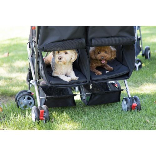  Paws & Pals Double Dog Stroller - Pet Strollers for Small Medium Dogs Cats Two Doggy Puppy or 2 Kitty Cat Carriage Buggy - Fold-able Animal Pets Doggie Cart Carriages