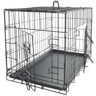 Paws & Pals Dog Crate Double-Door Folding Metal - Wire Cage w/Divider & Tray for Training Pets - 2019 Newly Designed Model