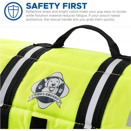  Paws Aboard Dog Life Jacket, Fashionable Dog Life Vest for Swimming and Boating - Neon Yellow