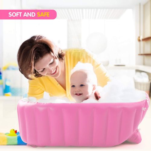  [아마존베스트]Baby Inflatable Bathtub, Pawsky Portable Infant Toddler Bathing Tub Non Slip Travel Bathtub Mini Air...