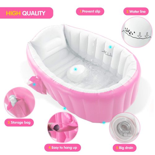  [아마존베스트]Baby Inflatable Bathtub, Pawsky Portable Infant Toddler Bathing Tub Non Slip Travel Bathtub Mini Air...