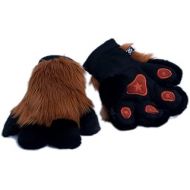 Pawstar Paw Mitts Furry Animal Hand Paws Costume Gloves Adults - Rust