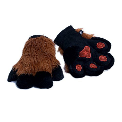  할로윈 용품Pawstar Paw Mitts Furry Animal Hand Paws Costume Gloves Adults - Rust