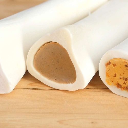  Pawstruck Filled Dog Bones (Flavors: Peanut Butter, Cheese, Bacon, Beef, etc.) Made in USA Stuffed Bulk 3 to 6 Femur Dog Dental Treats & Chews, American Made