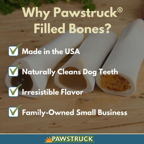  Pawstruck Filled Dog Bones (Flavors: Peanut Butter, Cheese, Bacon, Beef, etc.) Made in USA Stuffed Bulk 3 to 6 Femur Dog Dental Treats & Chews, American Made