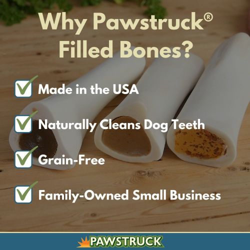  Pawstruck Filled Dog Bones (Flavors: Peanut Butter, Cheese, Bacon, Beef, etc.) Made in USA Stuffed Bulk 3 to 6 Femur Dog Dental Treats & Chews, American Made