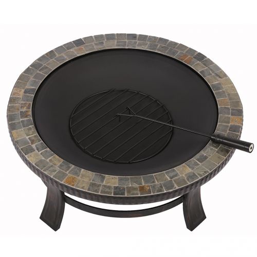  PayLessHere Natural Stone Fire Pit with Copper Accents - 34Inch