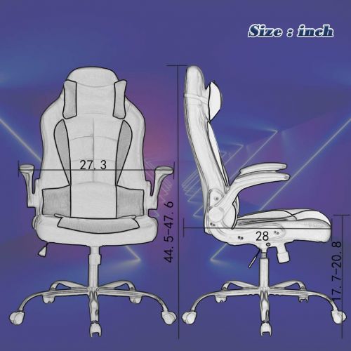 PayLessHere Gaming Office Chair, High-Back PU Leather Racing Chair, Reclining Computer Executive Desk Chairs with Lumbar Support Adjustable Arms Rolling Swivel Chair for Women, Men(White)