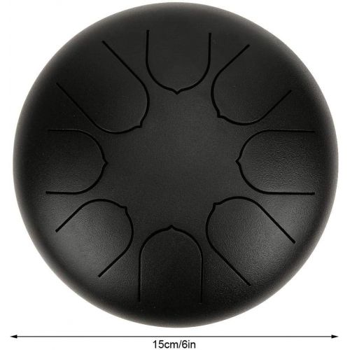  Pbzydu Mini Steel Tongue Drum, 8 Tones 6 Inches Pan Drum C Major Hand Tank Tongue Drum with Rubber Support Pad with Storage Bag(Black)