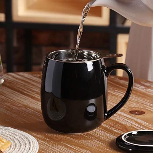  [아마존베스트]Peacehome Tea Cup Infuser Lid: 17.5 OZ Large Ceramic Tea Mug with Strainer & Cover for Steeping Cup of Hot Tea or Coffee - Fine Porcelain Infuser Tea Mug Set for Work Life Gift (Bl