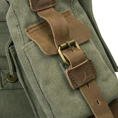  Peacechaos Mens Canvas Camera Bag Leather DSLR SLR Camera Case Vintage Camera Messenger Bag Shoulder Bag Sling Bag (Army Green)