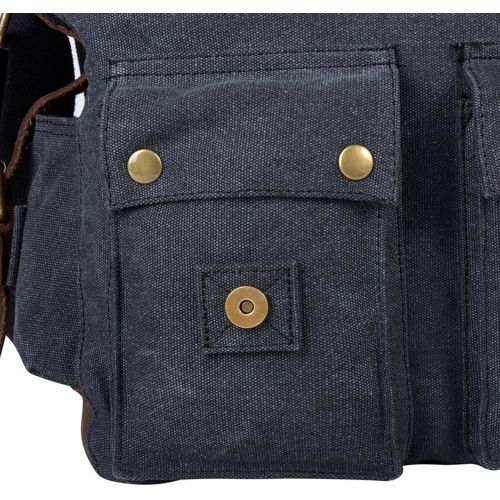  Peacechaos Mens Canvas Leather DSLR SLR Vintage Camera Messenger Bag (Carbonarius)