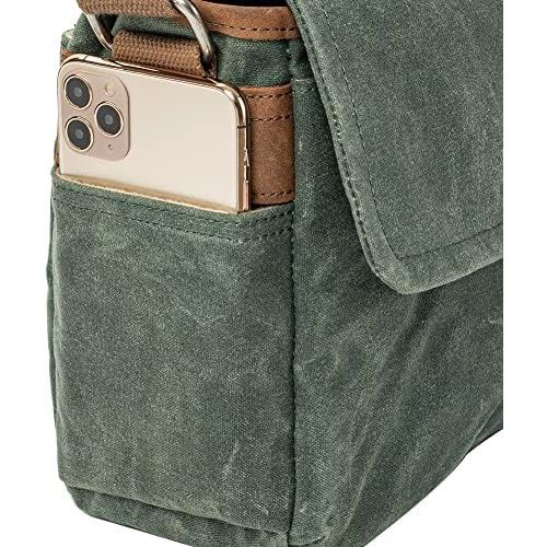  Peacechaos Camera Bag, SLR DSLR Waterproof Canvas Camera Case, Vintage Padded Shoulder Bag for Women and Men (Green)