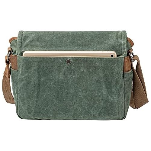  Peacechaos Camera Bag, SLR DSLR Waterproof Canvas Camera Case, Vintage Padded Shoulder Bag for Women and Men (Green)